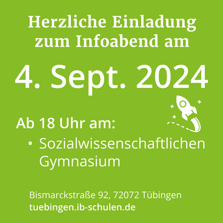 Einladung zum Infoabend am 4. September 2024 im Sozialwissenschaftlichen Gymnasium in Tübingen.